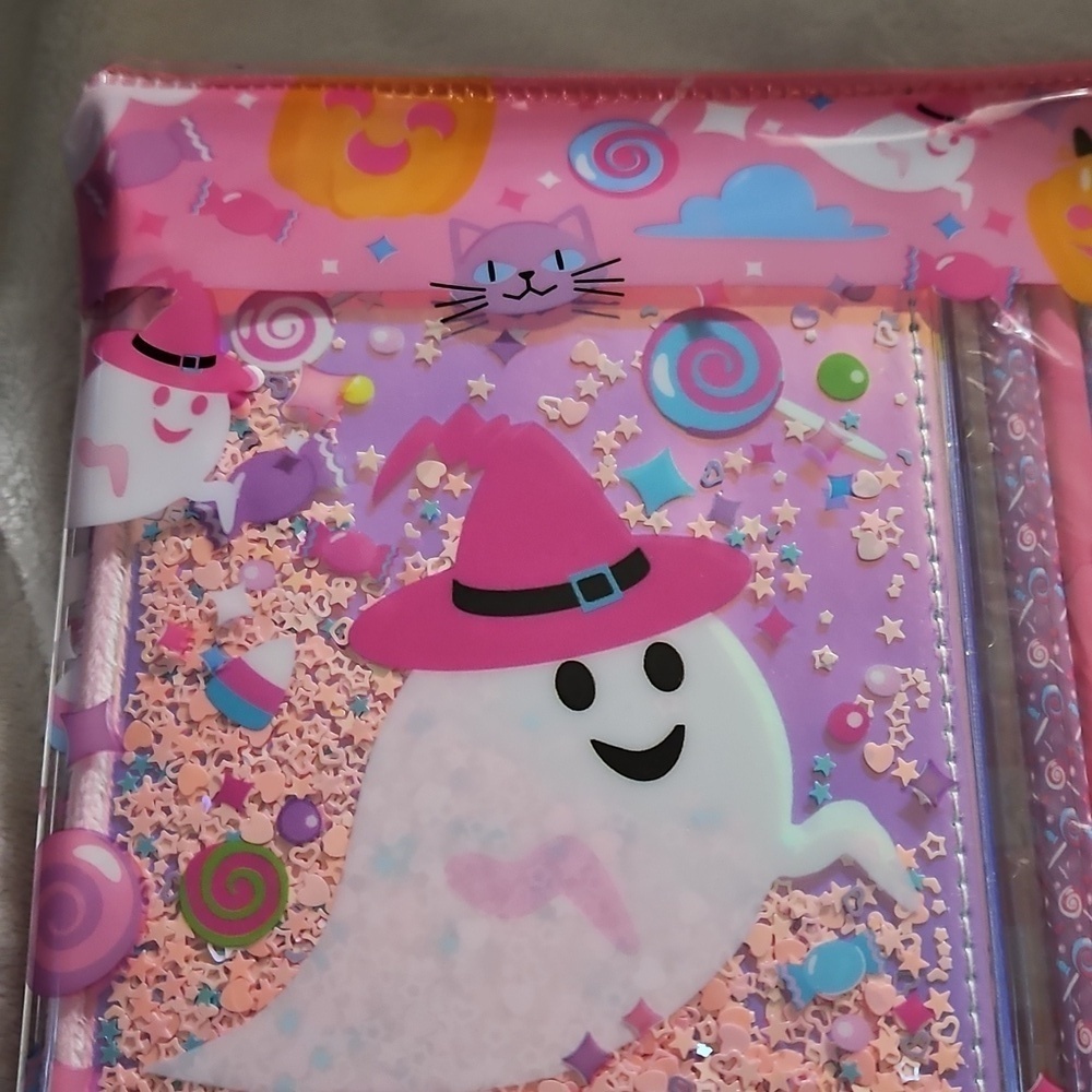 Halloween Stationary Reuseable Pouch Journal Colored Pencils Erasers Stickers - Picture 4 of 11